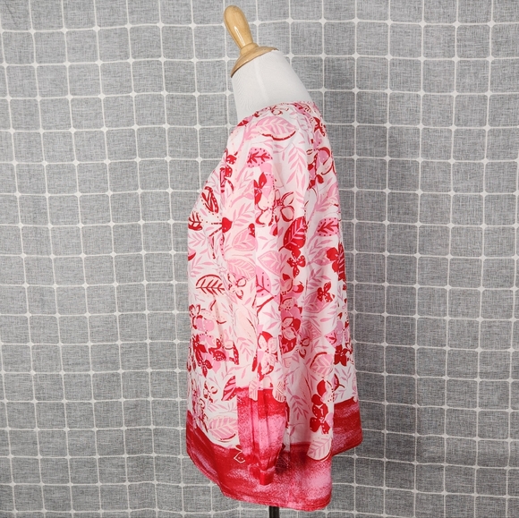 Talbots Floral Red and Pink Top - Picture 2 of 5